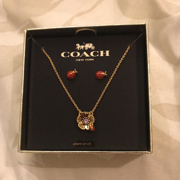 Coach Jewelry - Coach ladybug necklace& earrings set